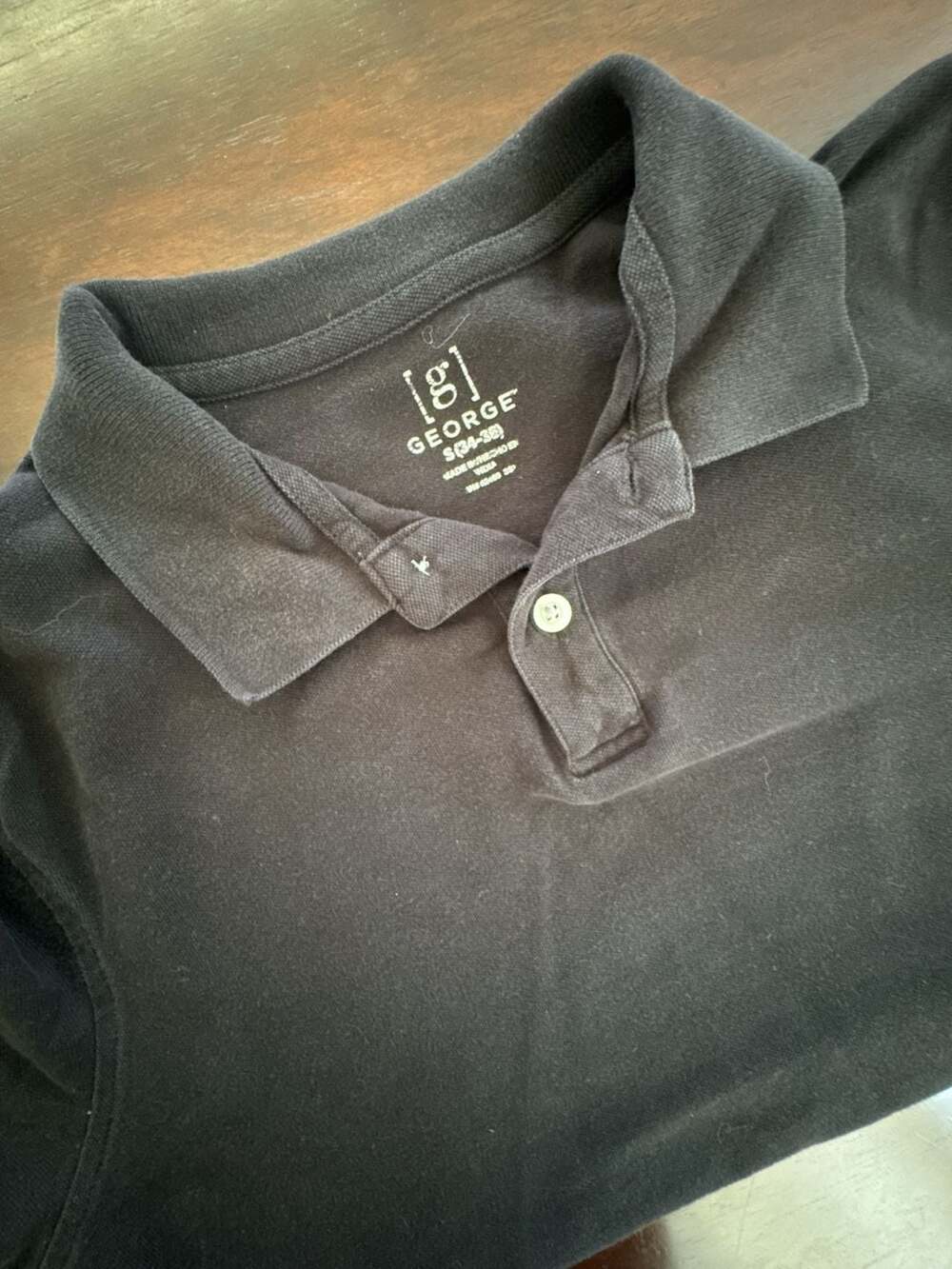 George Men's Black Short Sleeve Pique Polo Shirt Size S (34-36)